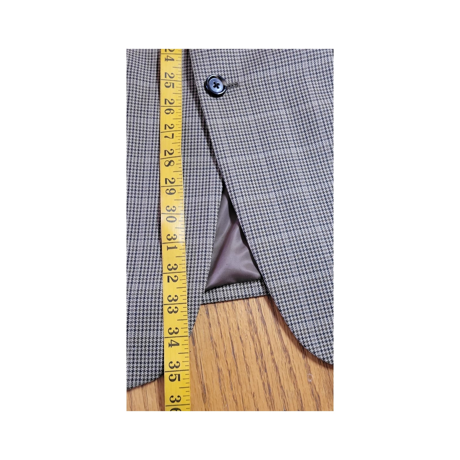 Club Room Mens Blazer 42l Fits Like 40r Tan Houndstooth Sport Coat Jacket Y2k — image 5 of 8
